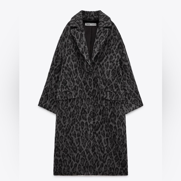 Zara WOOL BLEND PRINTED COAT - Picture 12 of 14